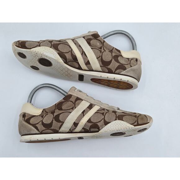 Coach Katelyn Monogram Brown Canvas Casual Lace Up Sneakers size 7.5 - Picture 4 of 8